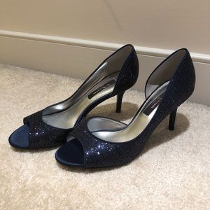Navy Blue Open Toe Heels